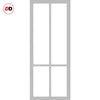 Bronx 4 Pane Solid Wood Internal Door Pair UK Made DD6315G - Clear Glass - Eco-Urban® Mist Grey Premium Primed