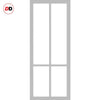 Eco-Urban Bronx 4 Pane Solid Wood Internal Door Pair UK Made DD6315SG - Frosted Glass - Eco-Urban® Mist Grey Premium Primed