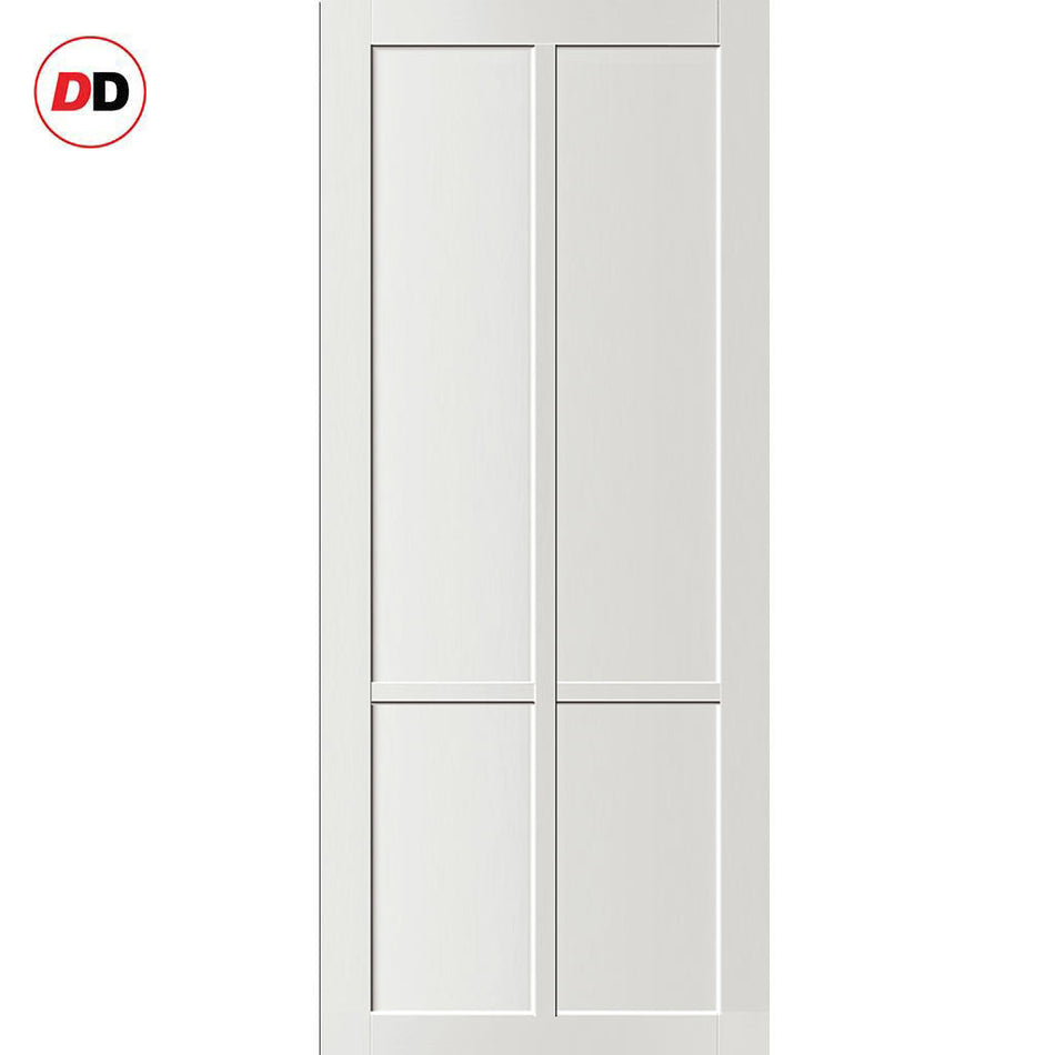 Bronx 4 Panel Solid Wood Internal Door UK Made DD6315 - Eco-Urban® Cloud White Premium Primed