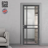 Leith 9 Pane Solid Wood Internal Door UK Made DD6316G - Clear Glass - Eco-Urban® Stormy Grey Premium Primed