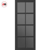 Perth 8 Pane Solid Wood Internal Door UK Made DD6318 - Tinted Glass - Eco-Urban® Shadow Black Premium Primed