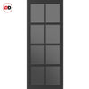 Perth 8 Pane Solid Wood Internal Door UK Made DD6318 - Tinted Glass - Eco-Urban® Shadow Black Premium Primed