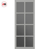 Perth 8 Pane Solid Wood Internal Door UK Made DD6318 - Tinted Glass - Eco-Urban® Mist Grey Premium Primed