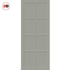 Top Mounted Black Sliding Track & Solid Wood Double Doors - Eco-Urban® Perth 8 Panel Doors DD6318 - Mist Grey Premium Primed