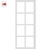 Eco-Urban Perth 8 Pane Solid Wood Internal Door Pair UK Made DD6318SG - Frosted Glass - Eco-Urban® Cloud White Premium Primed