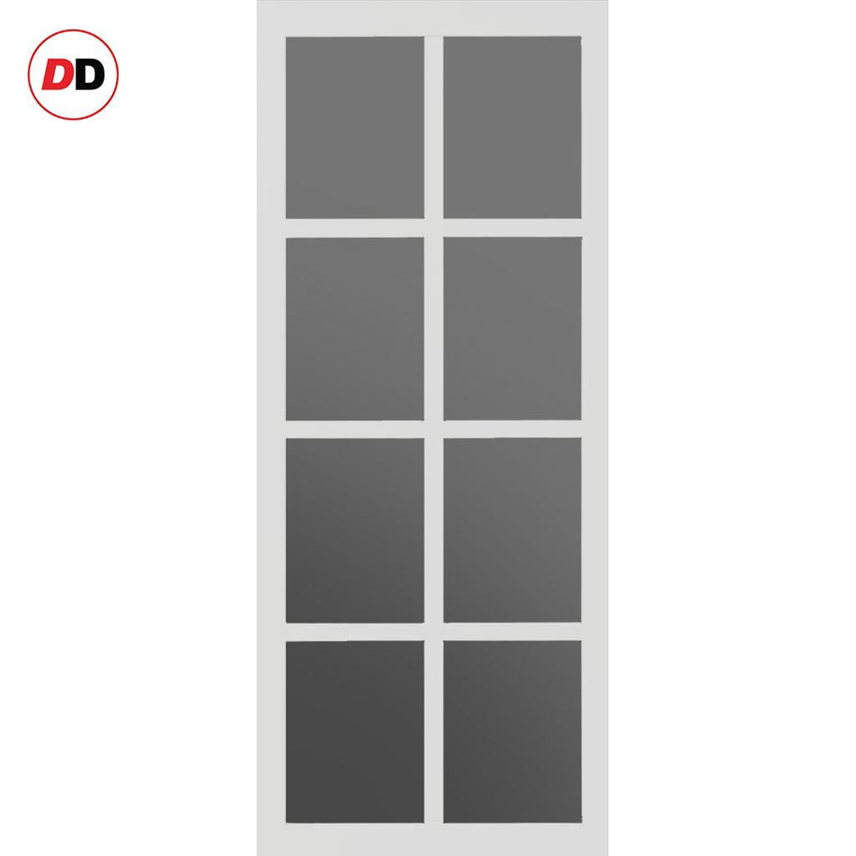Perth 8 Pane Solid Wood Internal Door UK Made DD6318 - Tinted Glass - Eco-Urban® Cloud White Premium Primed