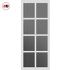 Perth 8 Pane Solid Wood Internal Door Pair UK Made DD6318 - Tinted Glass - Eco-Urban® Cloud White Premium Primed