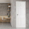 OUTLET - Colonial 6 Panel Door with Wood Grain Effect - White Primed - Door Dirty, Bad Packaging