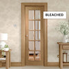 OUTLET - SA 10L Oak Door-Raised Mouldings - Bevelled Clear Glass - Bleached