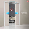 Geometric Bold 8mm Obscure Glass - Clear Printed Design - Double Evokit Glass Pocket Door