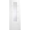 Portici White Absolute Evokit Pocket Door - Clear Etched Glass - Aluminium Inlay - Prefinished