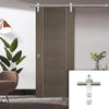 Saturn Tubular Stainless Steel Sliding Track & Alcaraz Chocolate Grey Door - Prefinished