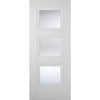 Saturn Tubular Stainless Steel Sliding Track & Amsterdam 3 Panel Double Door - Clear Glass - Primed