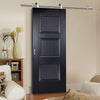 Sirius Tubular Stainless Steel Sliding Track & Amsterdam 3 Panel Black Primed Door - Unfinished