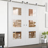 Sirius Tubular Stainless Steel Sliding Track & Amsterdam 3 Panel Double Door - Clear Glass - Primed