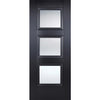 Saturn Tubular Stainless Steel Sliding Track & Amsterdam Black Primed Door - Clear Glass - Unfinished