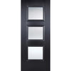 Saturn Tubular Stainless Steel Sliding Track & Amsterdam Black Primed Double Door - Clear Glass - Unfinished