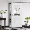 Saturn Tubular Stainless Steel Sliding Track & Arnhem 1 Pane 1 Panel Door - Clear Glass - Primed