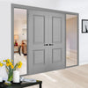 ThruEasi Grey Room Divider - Arnhem 2 Panel Primed Unfinished Door Pair with Full Glass Sides
