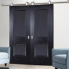 Sirius Tubular Stainless Steel Sliding Track & Arnhem 2 Panel Black Primed Double Door - Unfinished