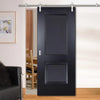 Saturn Tubular Stainless Steel Sliding Track & Arnhem 2 Panel Black Primed Door - Unfinished