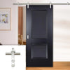 Saturn Tubular Stainless Steel Sliding Track & Arnhem 2 Panel Black Primed Door - Unfinished