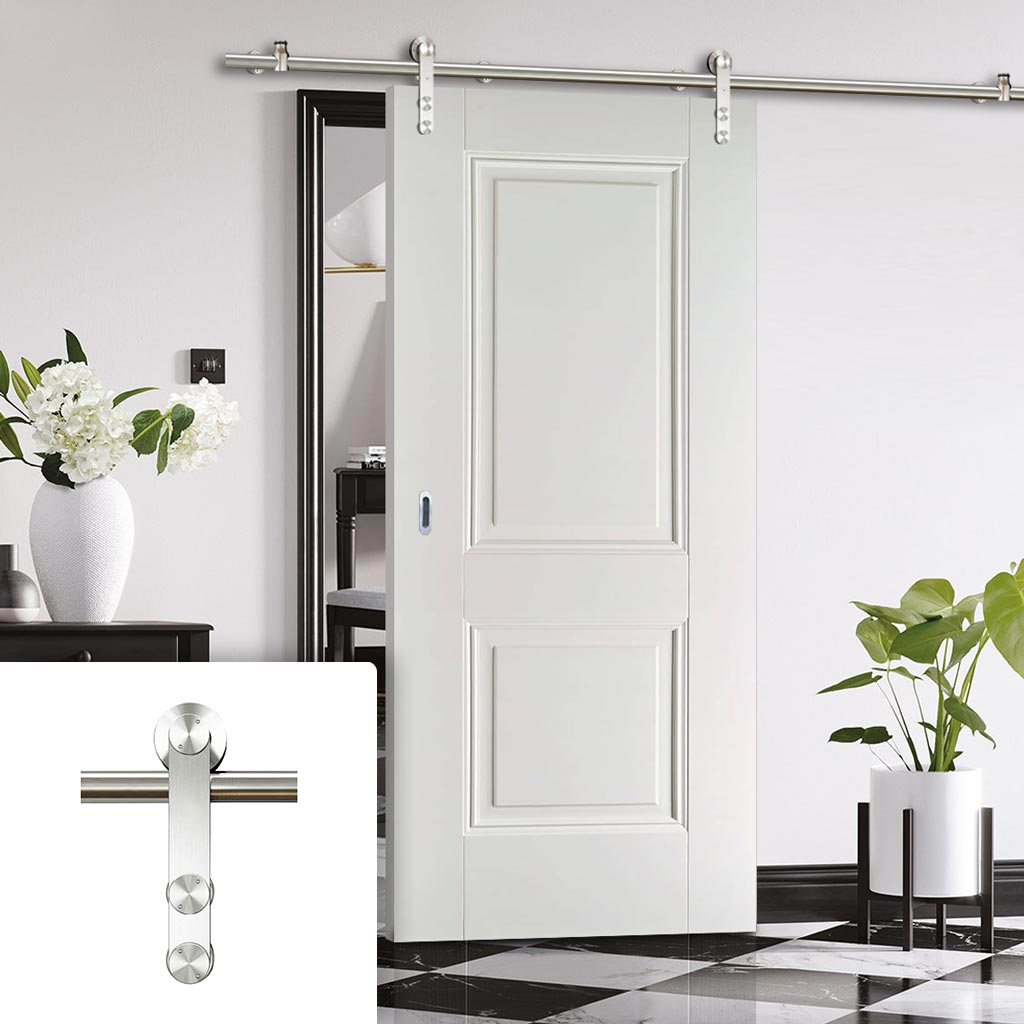 Saturn Tubular Stainless Steel Sliding Track & Arnhem 2 Panel Door - Primed