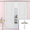 Saturn Tubular Stainless Steel Sliding Track & Arnhem 2 Panel Double Door - Primed