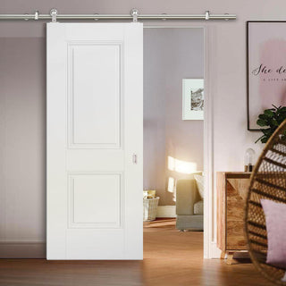 Image: Sirius Tubular Stainless Steel Sliding Track & Arnhem 2 Panel Door - Primed