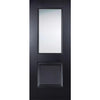 Saturn Tubular Stainless Steel Sliding Track & Arnhem Black Primed Door - Clear Glass - Unfinished