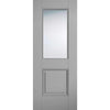 ThruEasi Grey Room Divider - Arnhem Primed Clear Glass Unfinished Door Pair with Full Glass Sides