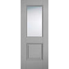Sirius Tubular Stainless Steel Sliding Track & Arnhem Grey Primed Door - Clear Glass - Unfinished