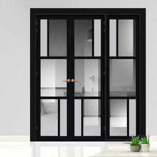 Image: Urban Ultimate® Room Divider Arran 5 Pane Door Pair DD6432CF Clear Glass(2 FROSTED PANES) with Matching Side - Colour & Size Options