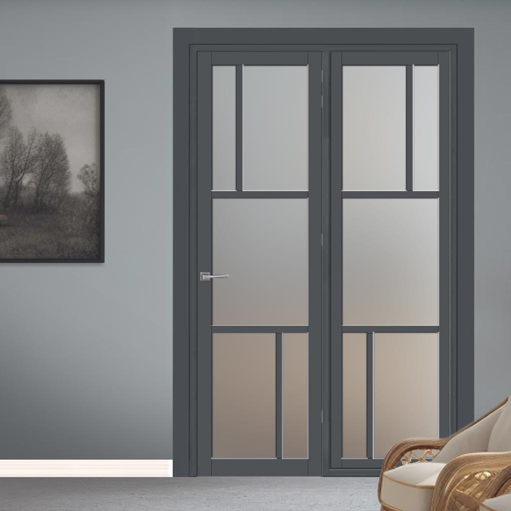 Urban Ultimate® Room Divider Arran 5 Pane Door DD6432F - Frosted Glass with Matching Side - Colour & Size Options