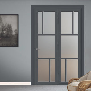 Image: Urban Ultimate® Room Divider Arran 5 Pane Door DD6432F - Frosted Glass with Full Glass Side - Colour & Size Options