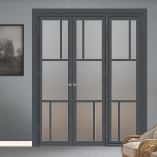 Image: Urban Ultimate® Room Divider Arran 5 Pane Door Pair DD6432F - Frosted Glass with Matching Side - Colour & Size Options