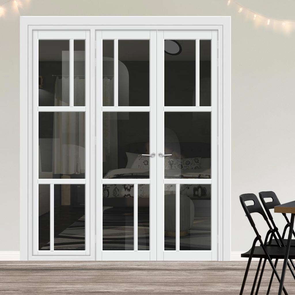 Urban Ultimate® Room Divider Arran 5 Pane Door Pair DD6432T - Tinted Glass with Full Glass Side - Colour & Size Options