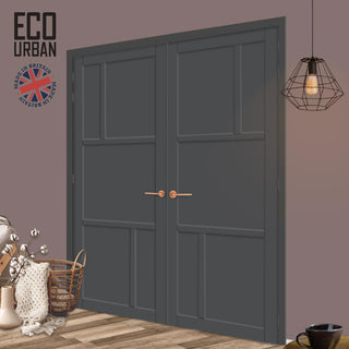 Image: Arran 5 Panel Solid Wood Internal Door Pair UK Made DD6432 - Eco-Urban® Stormy Grey Premium Primed