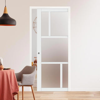 Image: Bespoke Handmade Eco-Urban® Arran 5 Pane Single Evokit Pocket Door DD6432SG Frosted Glass - Colour Options