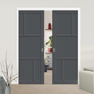 Image: Bespoke Handmade Eco-Urban® Arran 5 Panel Double Evokit Pocket Door DD6432 - Colour Options