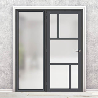 Image: Room Divider - Handmade Eco-Urban® Arran Door DD6432F - Frosted Glass - Premium Primed - Colour & Size Options