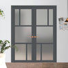 Handmade Eco-Urban Arran 5 Pane Door Pair DD6432SG Frosted Glass - Dark Grey Premium Primed
