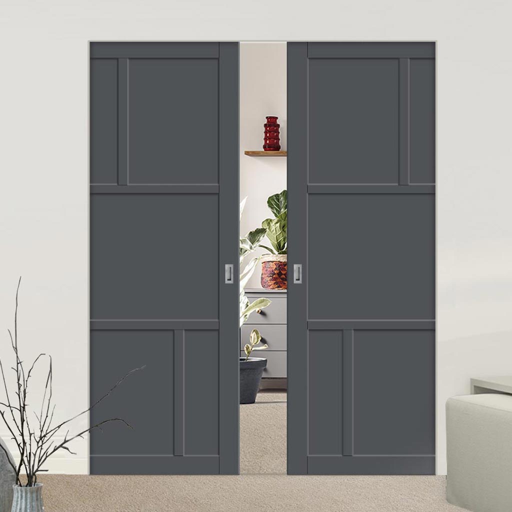 Handmade Eco-Urban® Arran 5 Panel Double Absolute Evokit Pocket Door DD6432 - Colour & Size Options