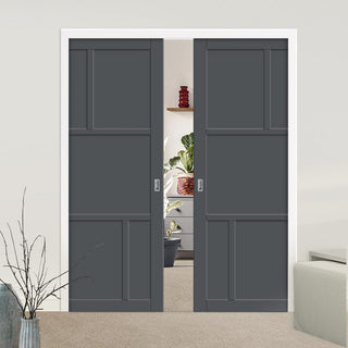 Image: Handmade Eco-Urban® Arran 5 Panel Double Evokit Pocket Door DD6432 - Colour & Size Options