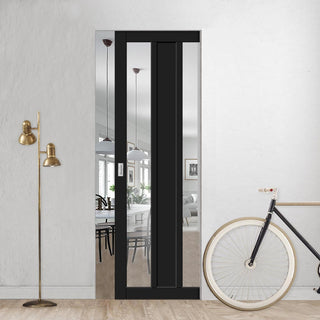 Image: Handmade Eco-Urban® Avenue 2 Pane 1 Panel Single Absolute Evokit Pocket Door DD6410G Clear Glass - Colour & Size Options