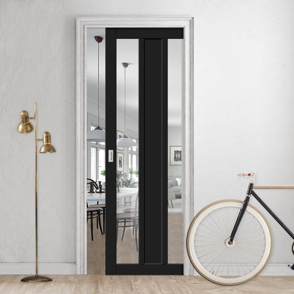 Handmade Eco-Urban® Avenue 2 Pane 1 Panel Single Evokit Pocket Door DD6410G Clear Glass - Colour & Size Options