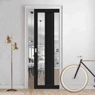 Image: Handmade Eco-Urban® Avenue 2 Pane 1 Panel Single Evokit Pocket Door DD6410G Clear Glass - Colour & Size Options