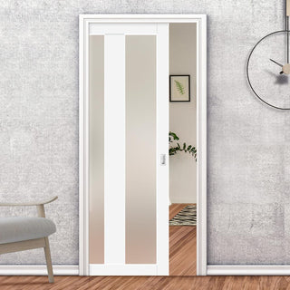 Image: Handmade Eco-Urban® Avenue 2 Pane 1 Panel Single Evokit Pocket Door DD6410SG Frosted Glass - Colour & Size Options