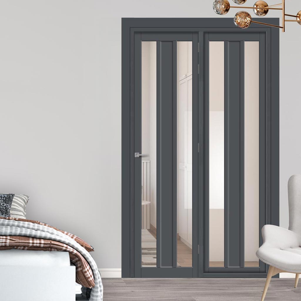 Urban Ultimate® Room Divider Avenue 2 Pane 1 Panel Door DD6410C with Matching Side - Clear Glass - Colour & Height Options