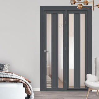 Image: Urban Ultimate® Room Divider Avenue 2 Pane 1 Panel Door DD6410C with Matching Side - Clear Glass - Colour & Height Options